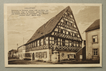 AK Hallstadt / 1930 / Behausung am Thorbach / Strassenansicht / Brauerei Goldener Löwe